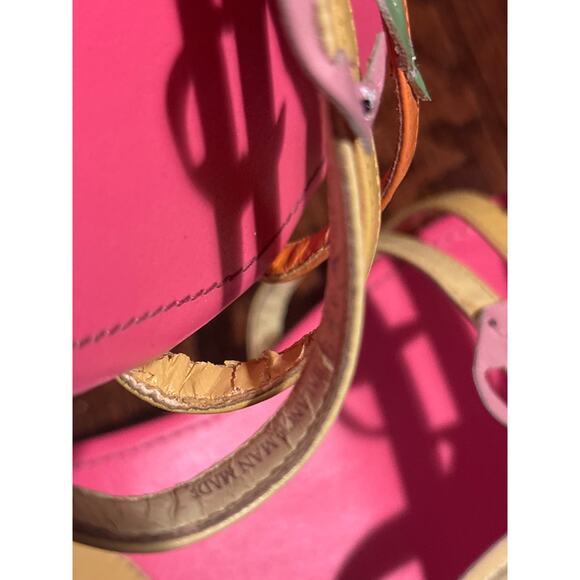 MICHAEL SIMON VTG Collage by Michael Simon Pink Flamingo Slip On Wedge Sandals 9 - Picture 8 of 8